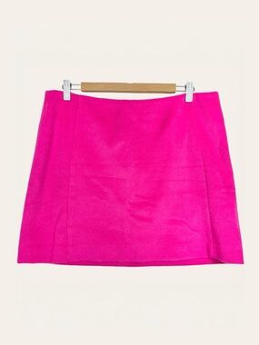 The Limited Textured Fur Wool Blend A Line Lined Career Mini Pencil Skirt Pink